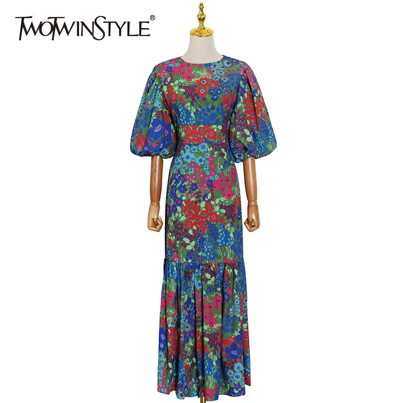TWOTWINSTYLE Casual Floral Print Women's Dress Round Neck Puff Short Sleeve High Waist Fold Pleated Midi Dresses For Women 2021
TWOTWINSTYLE Casual Floral Print Women's Dress Round Neck Puff Short Sleeve High Waist Fold Pleated Midi Dresses For Women 2021