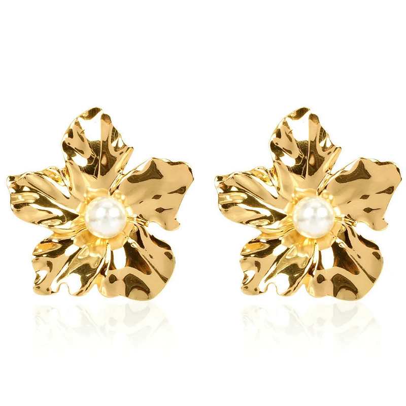 Trendy Gold Color Flower Stud Earrings For Women Korean Style Simulated Pearl Statement Earrings Jewelry Oorbellen
Trendy Gold Color Flower Stud Earrings For Women Korean Style Simulated Pearl Statement Earrings Jewelry Oorbellen