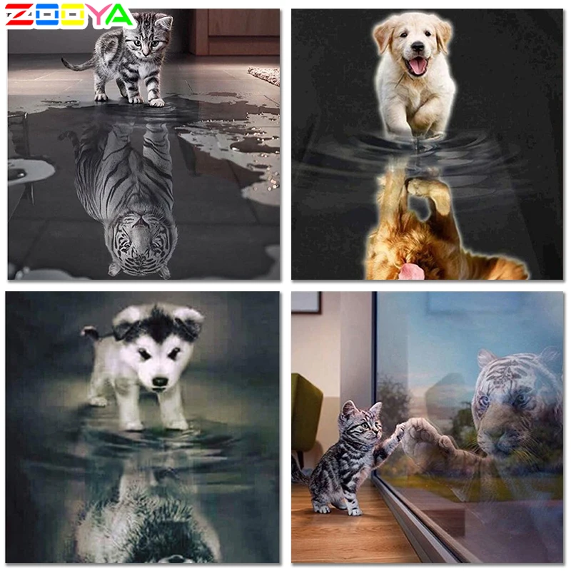 Алмазная живопись ZOOYA котенок кошки животных 5D наборы изображения для алмазной вышивки набор Мозаика из