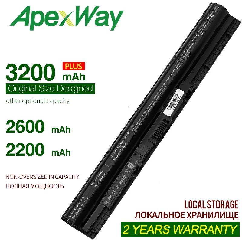 ApexWay 4 ячейки 14 В 2200 мАч 3451 3551 Аккумулятор для ноутбука DELL Inspiron 5458 5455 5555 серии WKRJ2 GXVJ3
