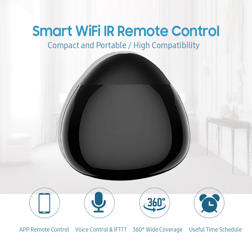 Smart WiFi IR Remote Control Universal Infrared Remotecontroller Hub Infrared Blaster TV Air Conditioner Works Alexa/Google Home
Smart WiFi IR Remote Control Universal Infrared Remotecontroller Hub Infrared Blaster TV Air Conditioner Works Alexa/Google Home