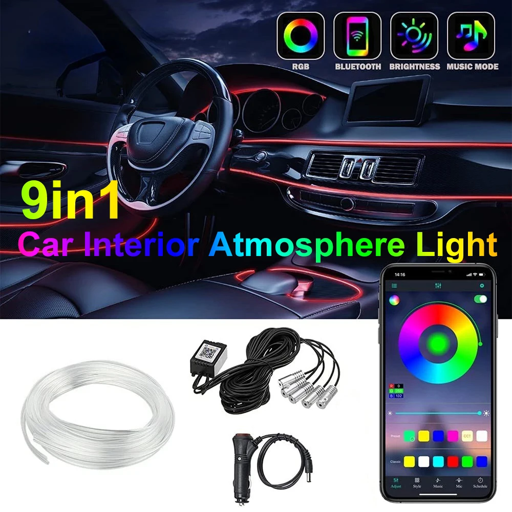 9 в 1 RGB светодиодный атмосферный автомобильный светильник, внутренсветильник освещение, волоконно-оптические полосы светильник с управлен...
9 в 1 RGB светодиодный атмосферный автомобильный светильник, внутренсветильник освещение, волоконно-оптические полосы светильник с управлен...