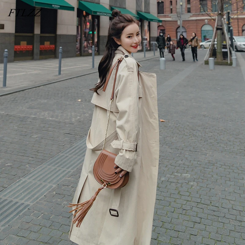 FTLZZ New Casual Women Trench Coat Slim Double Breasted Long Coats Autumn Vintage With Belt Windbreaker Outwear
FTLZZ New Casual Women Trench Coat Slim Double Breasted Long Coats Autumn Vintage With Belt Windbreaker Outwear