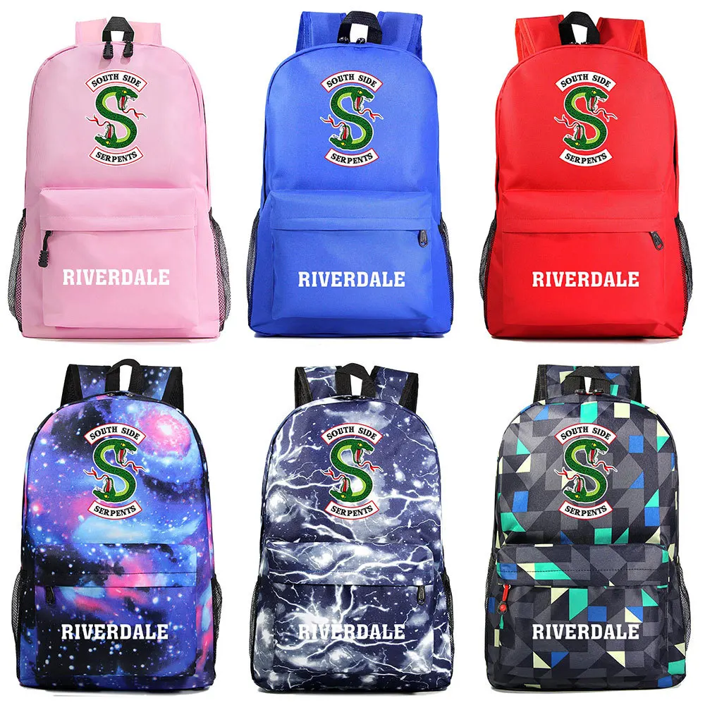 

US Drama Riverdale River Valley Town Snake Women's Backpack Children TravelBag Teen Men's Casual Laptop Mochila Zipper Large Bag