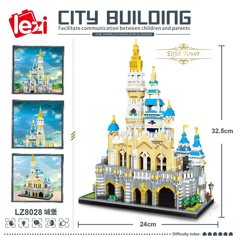 Lezi 8028 г. парк развлечений мировая архитектура большой замок мечты 3D сделай сам