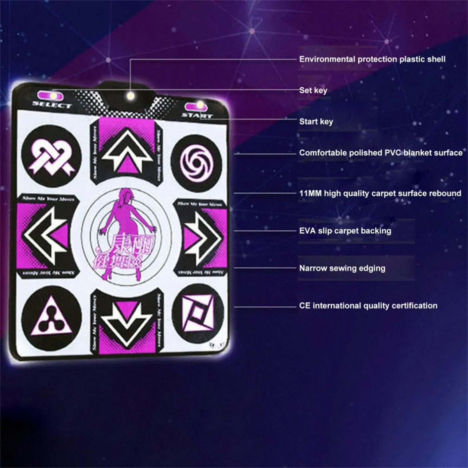 Original KL English menu 11 mm thickness single dance pad Non-Slip Pad yoga mat + 2 remote controller sense game for PC & TV
Original KL English menu 11 mm thickness single dance pad Non-Slip Pad yoga mat + 2 remote controller sense game for PC & TV