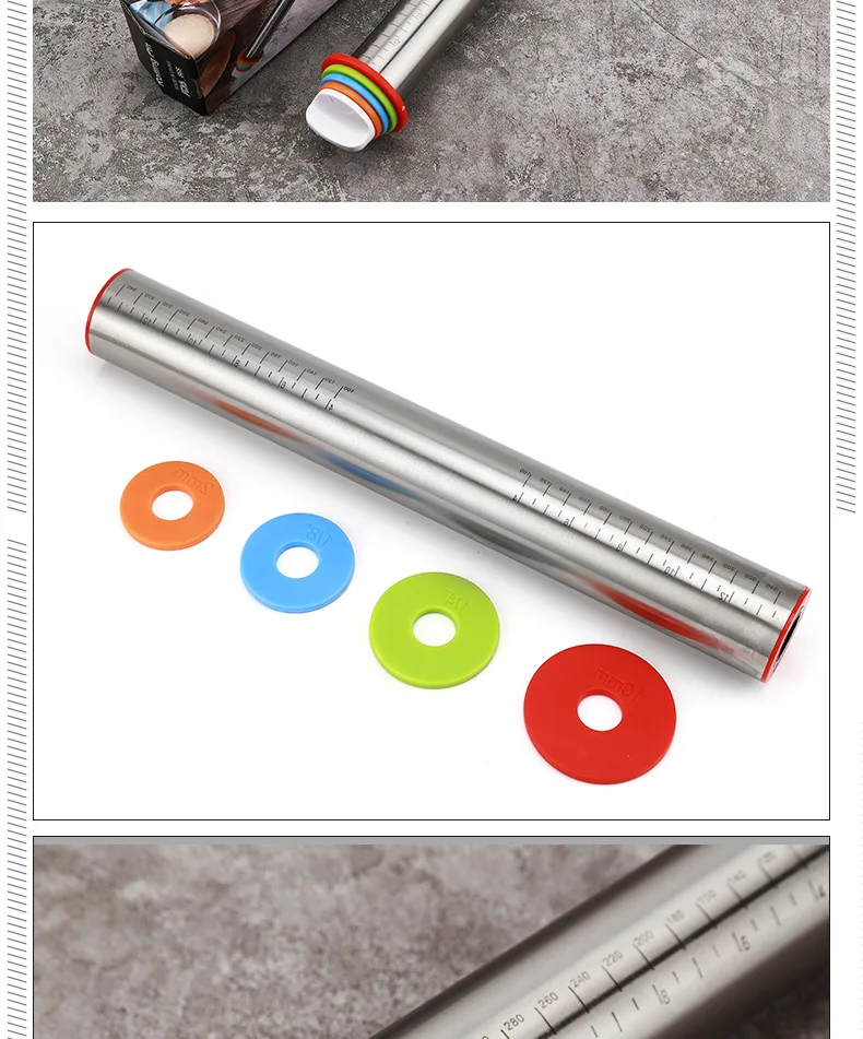 Adjustable Stainless Steel Rolling Pin Dough Mat Dough Roller 4 Removable Adjustable Thickness Rings Pizza Pastry Pie Baking
Adjustable Stainless Steel Rolling Pin Dough Mat Dough Roller 4 Removable Adjustable Thickness Rings Pizza Pastry Pie Baking