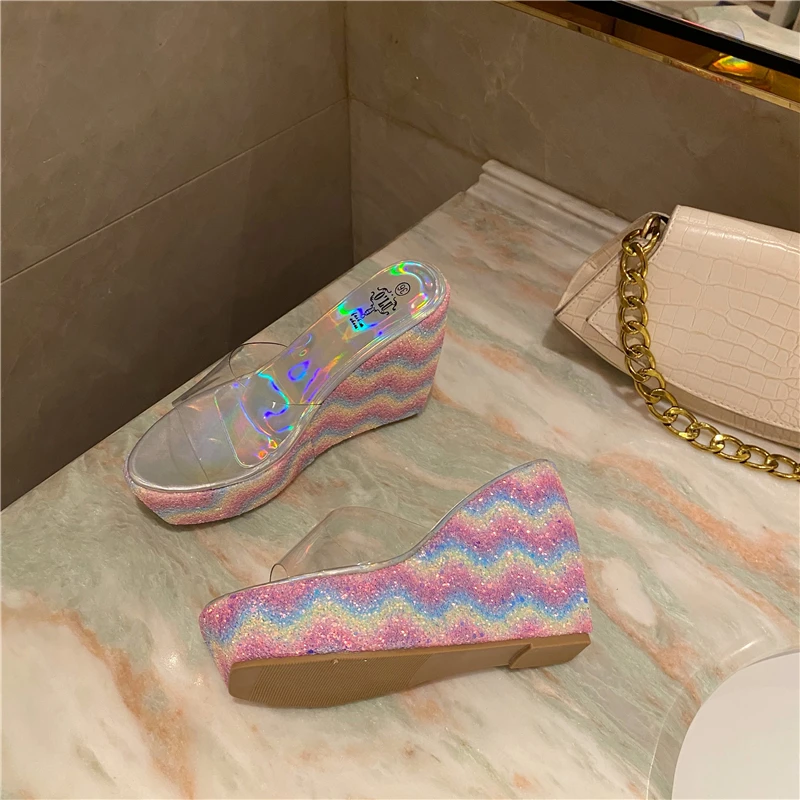 ZA Wedge Sandals For Women 2021 Comfortable Luxury Buckle Designer Summer Fashion Rhinestones Sequins High Heels Slippers Women
ZA Wedge Sandals For Women 2021 Comfortable Luxury Buckle Designer Summer Fashion Rhinestones Sequins High Heels Slippers Women