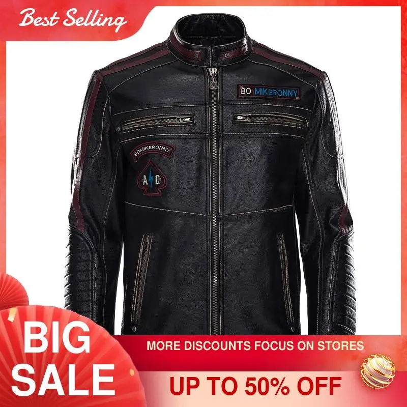 2021 Vintage Black American Motorcycle Style Genuine Leather Jacket Men Large Size 3XL Real Natural Cowhide Spring Biker Coat
2021 Vintage Black American Motorcycle Style Genuine Leather Jacket Men Large Size 3XL Real Natural Cowhide Spring Biker Coat