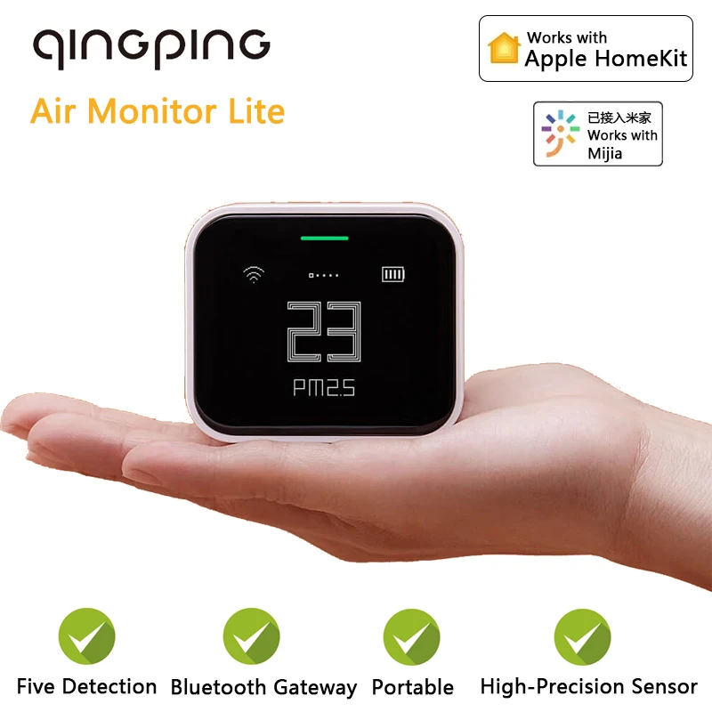 

Qingping Air Quality Detector Lite CO2 PM2.5 PM10 Temperature Humidity Monitor High Precision Sensor Work with Mijia App HomeKit