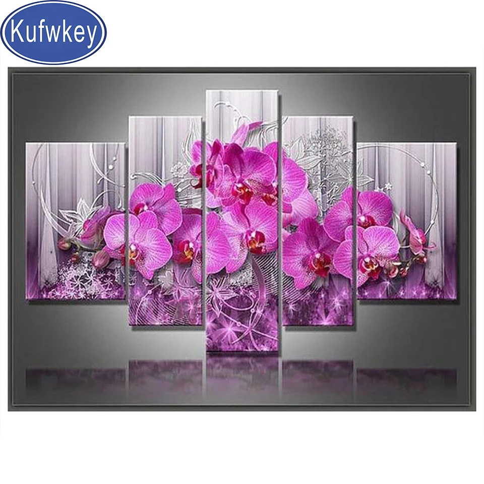 

5d Diy Diamond Painting Orchid Fflower Cross Stitch Full Square Round Diamond Mosaic diy Diamond Embroidery Butterfly Orchid 5pc