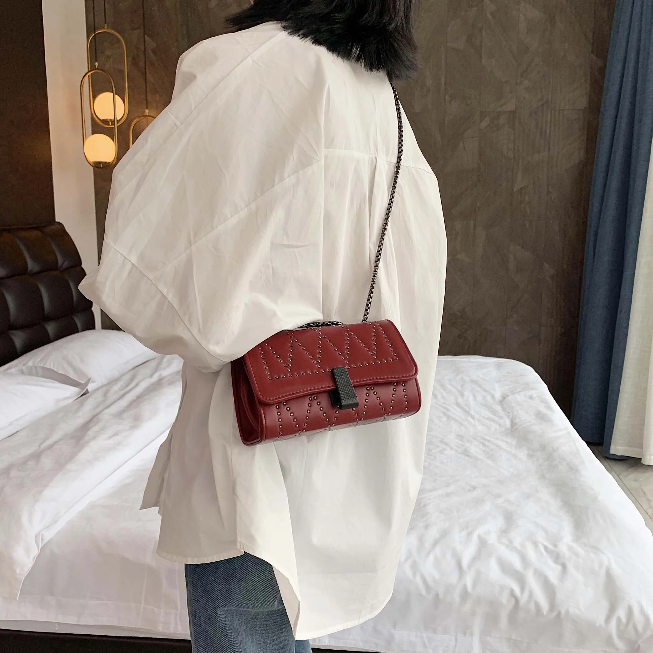 Rivets Design PU Leather Crossbody Bags For Women 2020 Fashion Mini Shoulder Messenger Bag Lady Travel Chain Handbags #27
Rivets Design PU Leather Crossbody Bags For Women 2020 Fashion Mini Shoulder Messenger Bag Lady Travel Chain Handbags #27