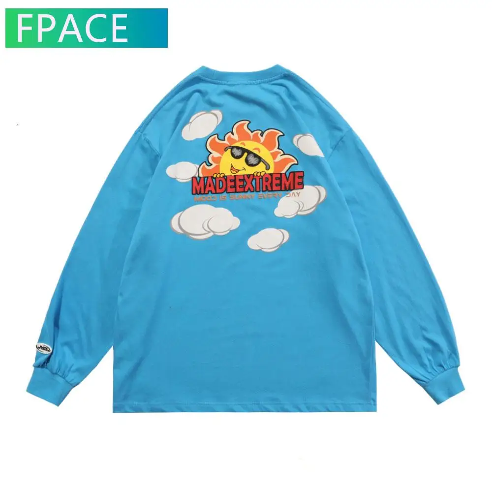 FPACE Oversized Tee Shirts Hip Hop Funny Cartoon Sun Cloud Print Long Sleeve Tshirts Streetwear Harajuku Casual Cotton Tops
FPACE Oversized Tee Shirts Hip Hop Funny Cartoon Sun Cloud Print Long Sleeve Tshirts Streetwear Harajuku Casual Cotton Tops
