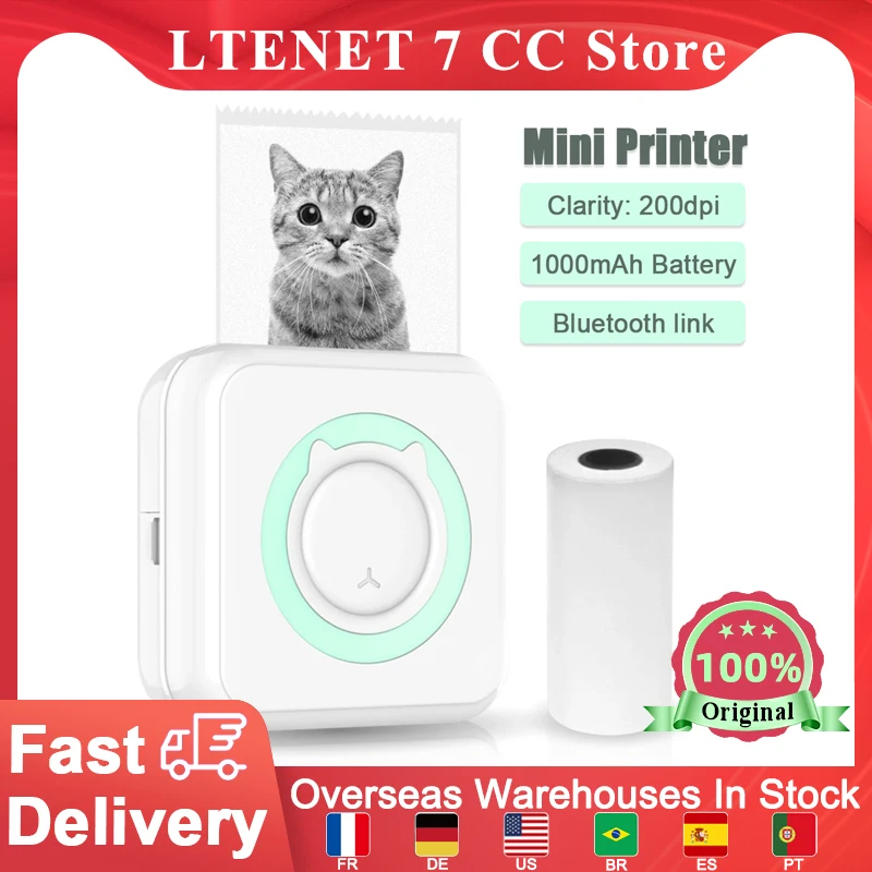 Mini Thermal Printer 200DPI Resolution Portable Thermal Printer BT4.0 Phone Connection Wireless Portable Thermal Printer Clearly
Mini Thermal Printer 200DPI Resolution Portable Thermal Printer BT4.0 Phone Connection Wireless Portable Thermal Printer Clearly