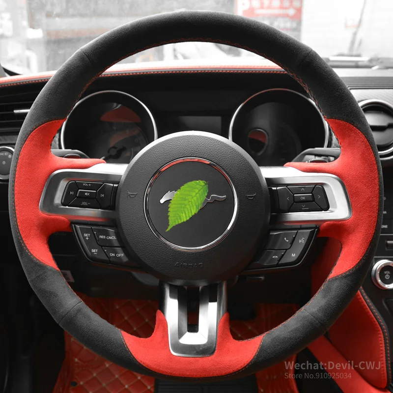 DIY Steering Wheel Cover Red Stitch on Wrap Cover For Ford Mustang 2015-2019 Mustang GT 2015-2019 Black Suede Leather
DIY Steering Wheel Cover Red Stitch on Wrap Cover For Ford Mustang 2015-2019 Mustang GT 2015-2019 Black Suede Leather