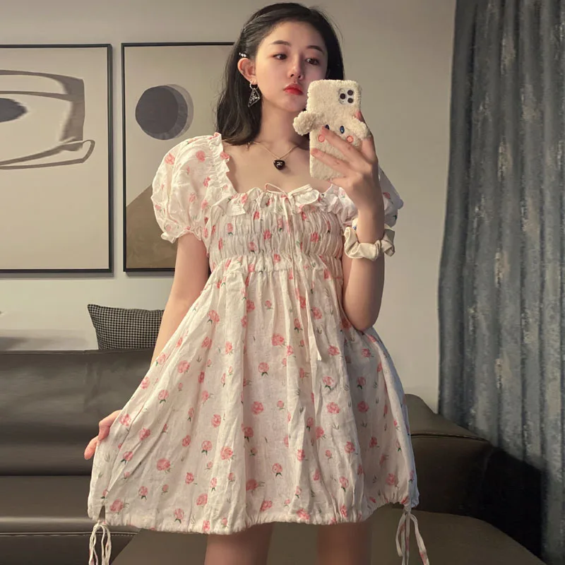 Off The Shoulder Kawaii Women Dress Spring Summer Sexy Floral Printed One Piece Lace Up Ladies Party Dresses Femme Vestidos 2021 
Off The Shoulder Kawaii Women Dress Spring Summer Sexy Floral Printed One Piece Lace Up Ladies Party Dresses Femme Vestidos 2021