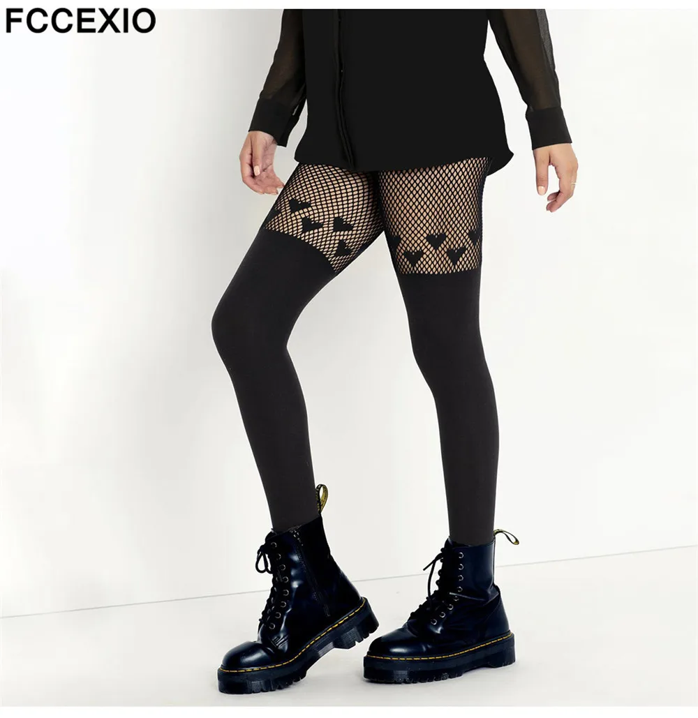FCCEXIO Heart-shaped Mesh Print Leggings Women Black Sexy Leggings Exercise Fitness Push Up Trousers Stretch Club Pants
FCCEXIO Heart-shaped Mesh Print Leggings Women Black Sexy Leggings Exercise Fitness Push Up Trousers Stretch Club Pants