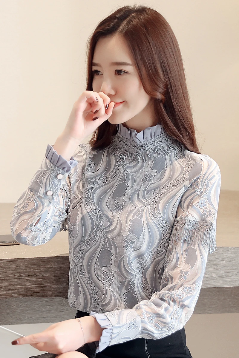 Lace Bottoming Blouse Women's Long Sleeve New High Collar Women's Clothing With Plush Lining And Thin Types For Different Season
Lace Bottoming Blouse Women's Long Sleeve New High Collar Women's Clothing With Plush Lining And Thin Types For Different Season
