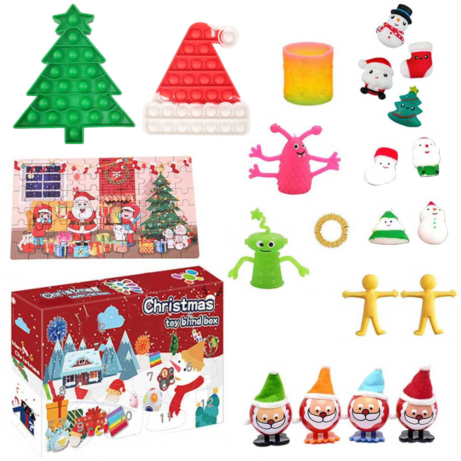 24PCS Christmas Advent Countdown Calendar Fidgets Toys Kit Popet Stress Relief Squeeze Toys Pack Christmas Tree Squishy Kids Toy
24PCS Christmas Advent Countdown Calendar Fidgets Toys Kit Popet Stress Relief Squeeze Toys Pack Christmas Tree Squishy Kids Toy