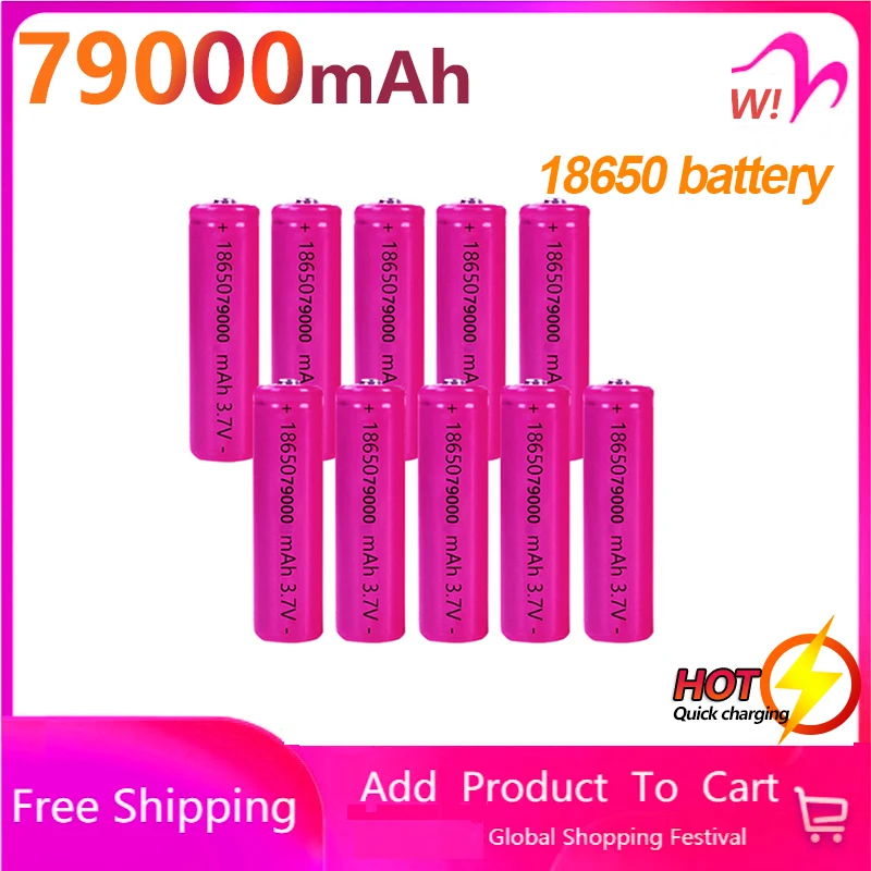 Hot Capacity 79000mAh Rechargeable Battery ICR18650 Lithium Battery Flashlight Headlight Lithium Ion Battery Electrical Charging
Hot Capacity 79000mAh Rechargeable Battery ICR18650 Lithium Battery Flashlight Headlight Lithium Ion Battery Electrical Charging