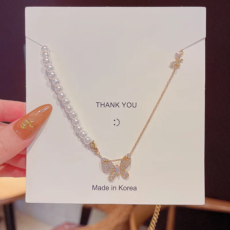 Korean Style Birthday Christmas Lover Titanium Steel Pearl Butterfly Necklace Women's Fashion Temperament Clavicle Chain
Korean Style Birthday Christmas Lover Titanium Steel Pearl Butterfly Necklace Women's Fashion Temperament Clavicle Chain