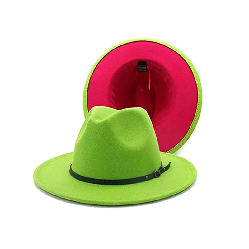 Шляпы федоры с широкими полями для мужчин и женщин, двусторонние фетровые Панамы с пряжкой для ремня 
Шляпы федоры с широкими полями для мужчин и женщин, двусторонние фетровые Панамы с пряжкой для ремня