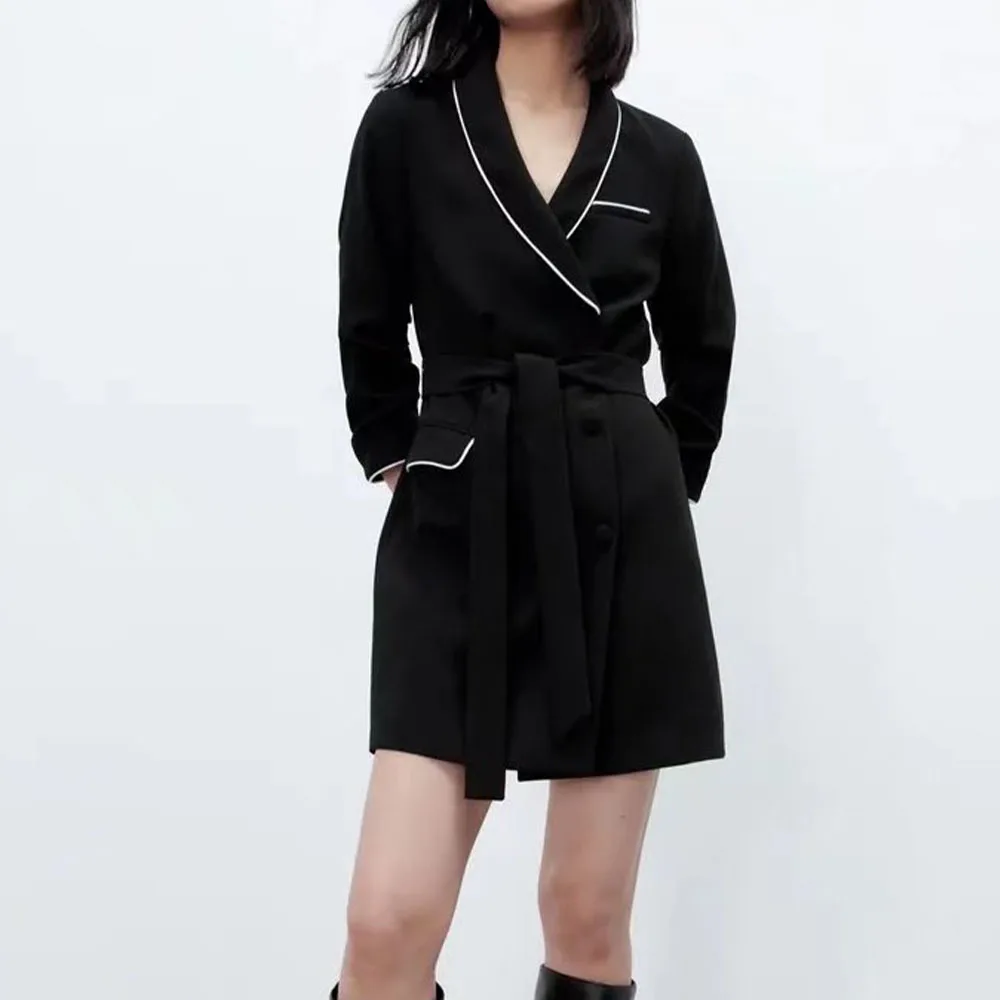 Women 2022 New Chic Fashion Piping Casual Suit style Dress Vintage Three Quarter Sleeve Female Dresses robe Vestidos
Women 2022 New Chic Fashion Piping Casual Suit style Dress Vintage Three Quarter Sleeve Female Dresses robe Vestidos