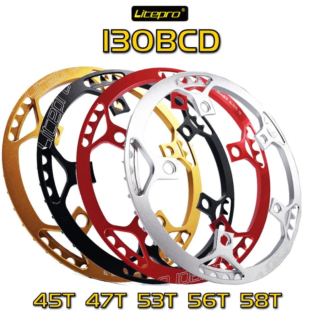 Litepro односкоростной 130BCD складной велосипедный Кривошип BMX Chainwheel 45T/47T/53T/56T/58T AL7075