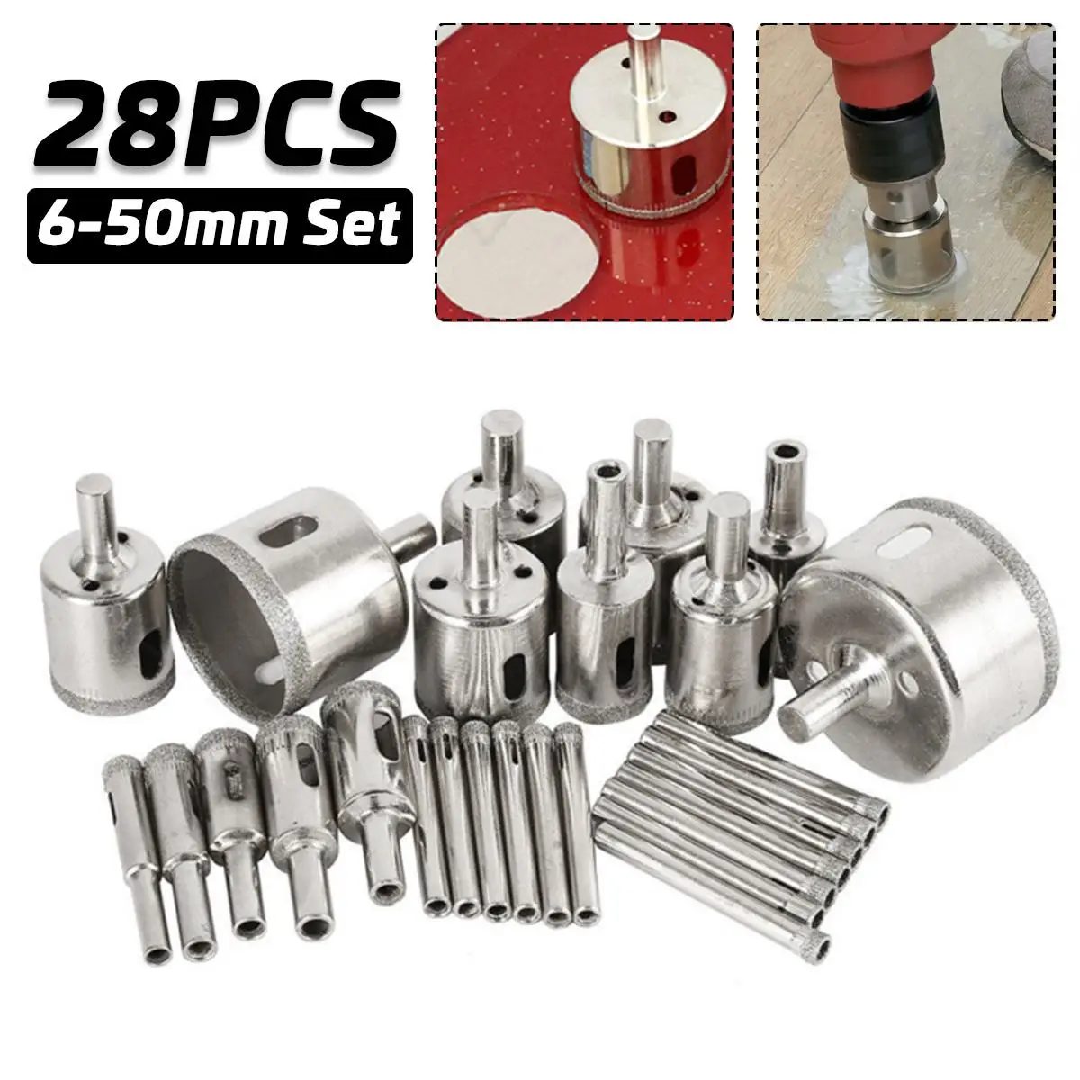 Becornce 28PCS 6mm-50mm M14 Marble Opener Diamond Drill Core Bit Drilling Hole Saw Bit Tools For Tile Marble Granite Brick Stone
Becornce 28PCS 6mm-50mm M14 Marble Opener Diamond Drill Core Bit Drilling Hole Saw Bit Tools For Tile Marble Granite Brick Stone