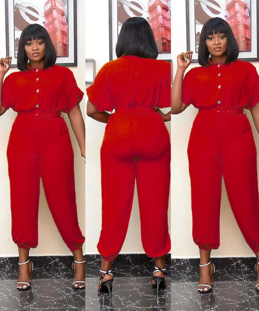 ELIJOIN Fashion Women's Button Short Sleeve Loose African Jumpsuit Trousers One Piece Jumpsuit
ELIJOIN Fashion Women's Button Short Sleeve Loose African Jumpsuit Trousers One Piece Jumpsuit