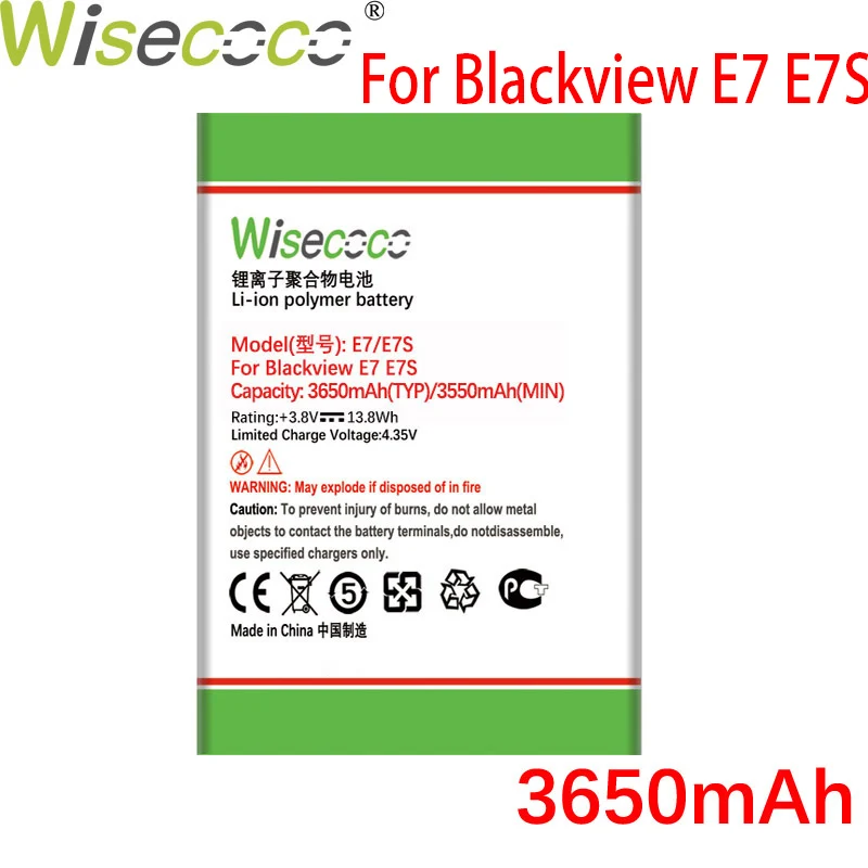 WISECOCO 3650mAh Battery For Blackview E7 E7S Mobile Phone In Stock High Quality Battery With Tracking Number
WISECOCO 3650mAh Battery For Blackview E7 E7S Mobile Phone In Stock High Quality Battery With Tracking Number