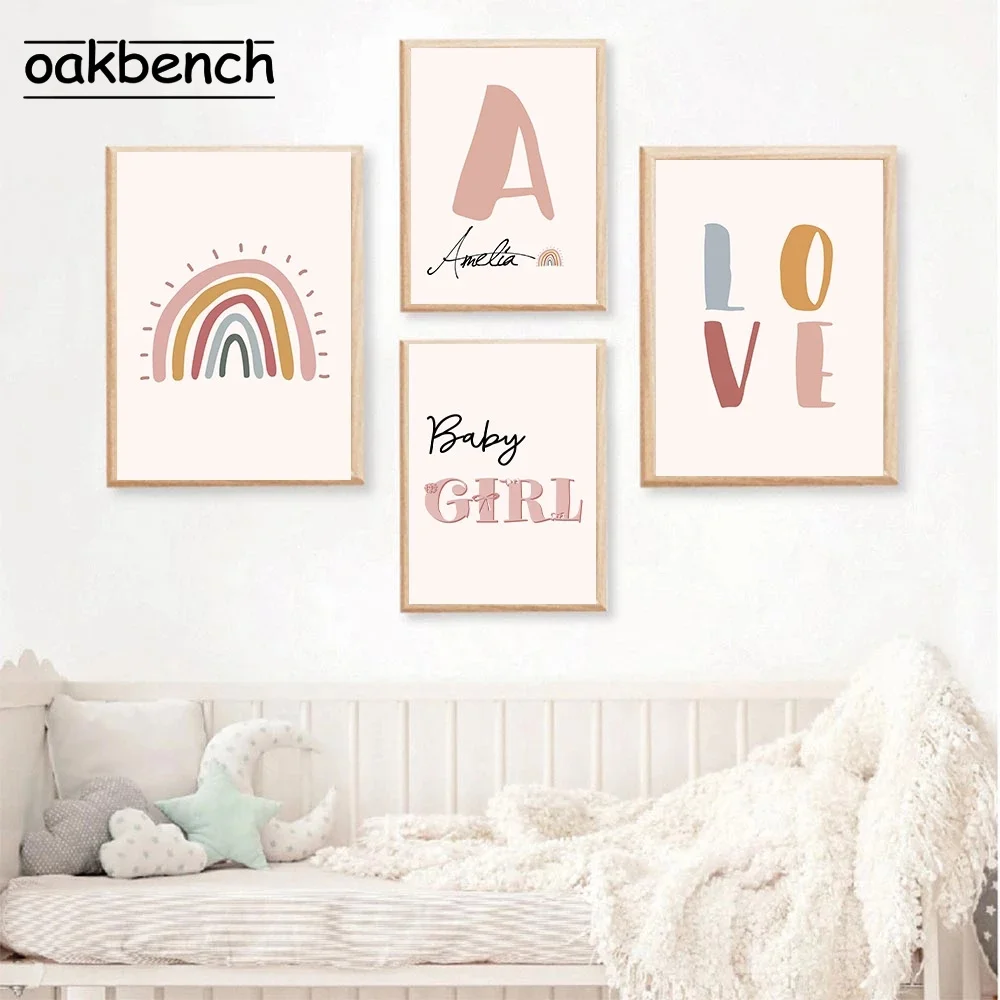 Custom Name Canvas Painting Rainbow Poster Love Art Prints Nursery Posters Baby Girl Print Nordic Wall Pictures Kids Room Decor
Custom Name Canvas Painting Rainbow Poster Love Art Prints Nursery Posters Baby Girl Print Nordic Wall Pictures Kids Room Decor