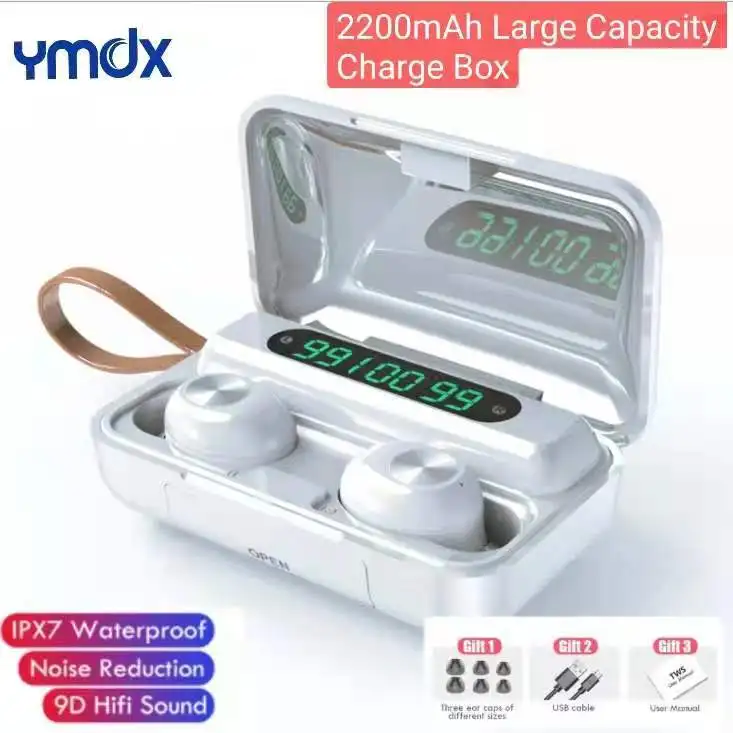 YMDX TWS F9 Bluetooth Earbuds V5.0 Stereo Wireless Headset Sport Waterproof Earphones Noise Cancelling Headset 2200mAh Charger
YMDX TWS F9 Bluetooth Earbuds V5.0 Stereo Wireless Headset Sport Waterproof Earphones Noise Cancelling Headset 2200mAh Charger
