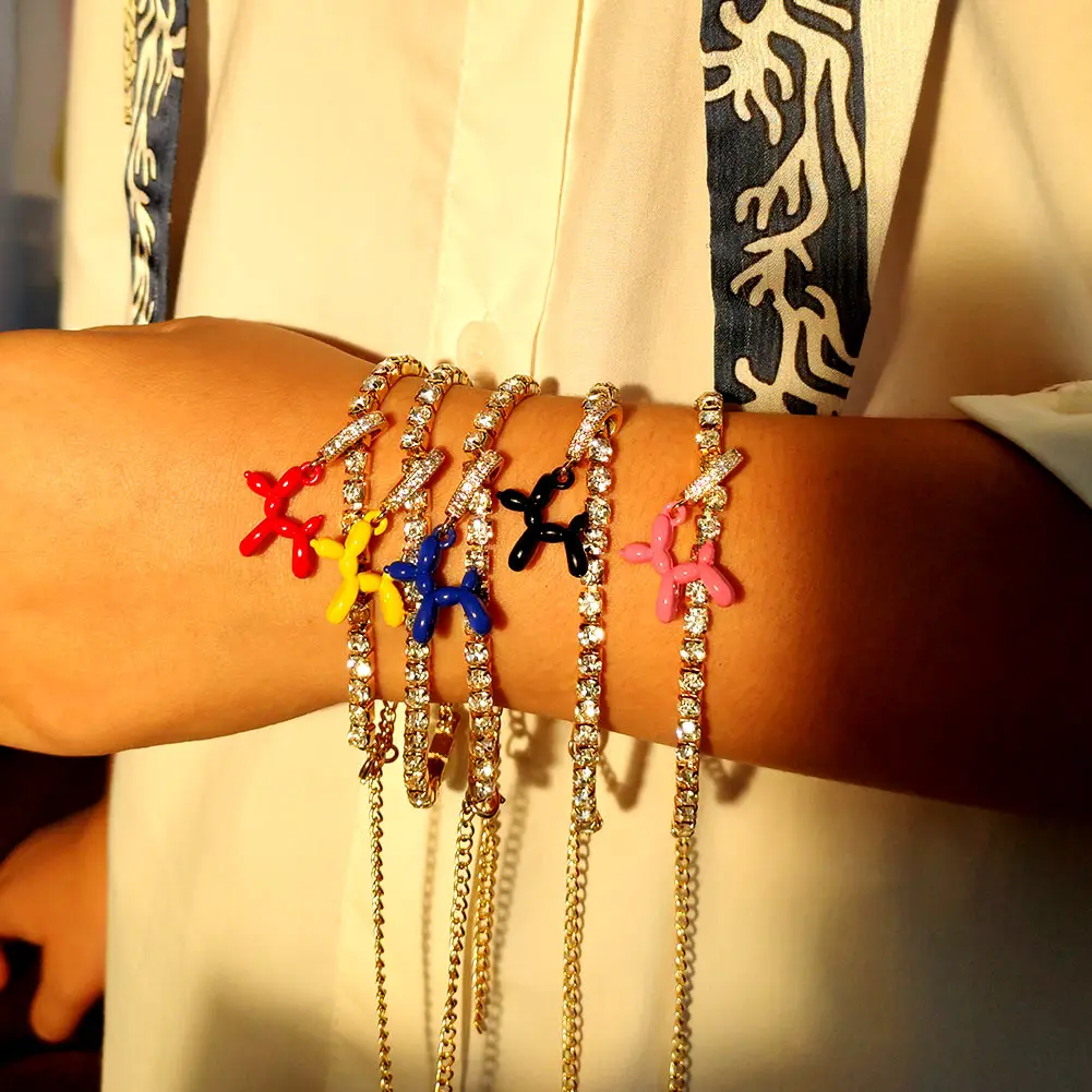 Rainbow Color Zircon Balloon Dog Crystal Tennis Bracelets For Women Gold Silver Color Iced Out Chain Bracelets Y2K Jewelry Gift
Rainbow Color Zircon Balloon Dog Crystal Tennis Bracelets For Women Gold Silver Color Iced Out Chain Bracelets Y2K Jewelry Gift