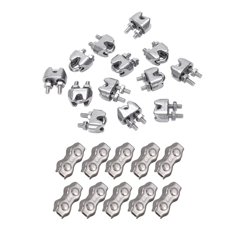 22 Pcs Stainless Steel Wire Rope Cable Clamp Fastener Wire Cable Rope Grips Clamps Caliper, 12Pcs 2Mm & 10Pcs 3Mm
22 Pcs Stainless Steel Wire Rope Cable Clamp Fastener Wire Cable Rope Grips Clamps Caliper, 12Pcs 2Mm & 10Pcs 3Mm