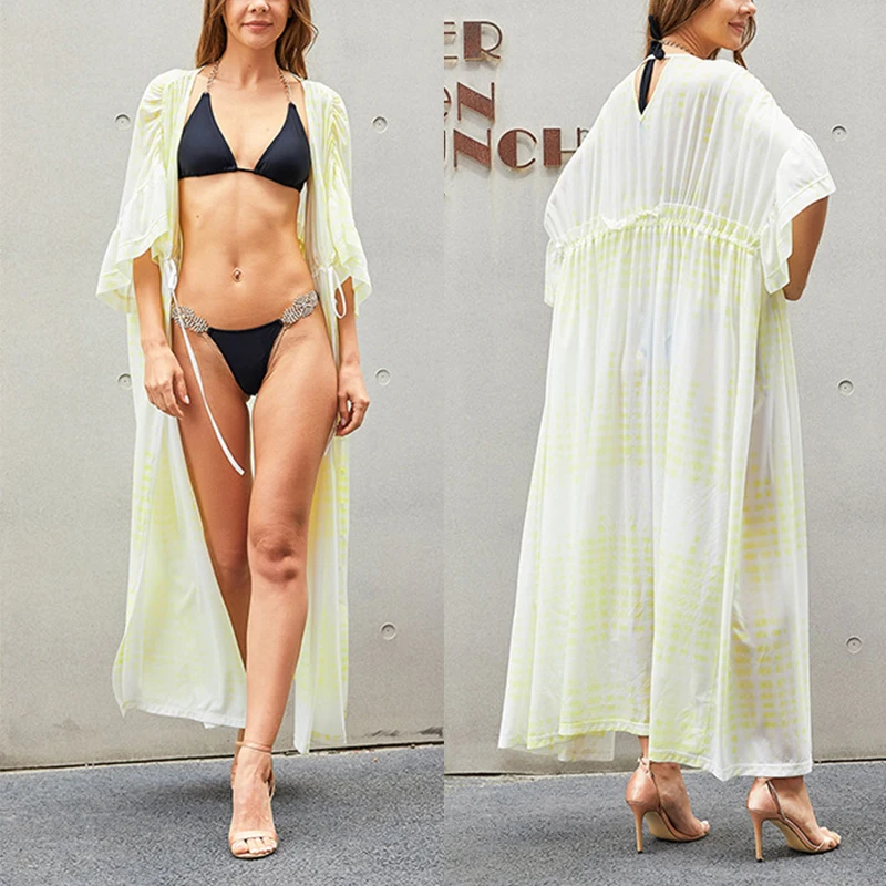 Women's Sun Protection Beach Top with Waist String Half Ruffle Sleeve Cardigan Long Bikini Cover Up Summer Free Size PSE
Women's Sun Protection Beach Top with Waist String Half Ruffle Sleeve Cardigan Long Bikini Cover Up Summer Free Size PSE