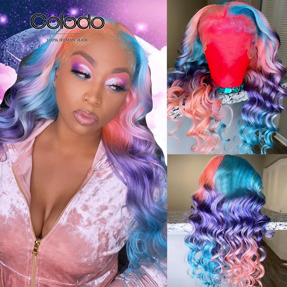 COLODO 13x4 Lace Front Human Hair Wigs Pre Plucked Pink Rainbow Blue Purple Highlight Wig Brazilian Remy Human Hair Gluelss Wig
COLODO 13x4 Lace Front Human Hair Wigs Pre Plucked Pink Rainbow Blue Purple Highlight Wig Brazilian Remy Human Hair Gluelss Wig