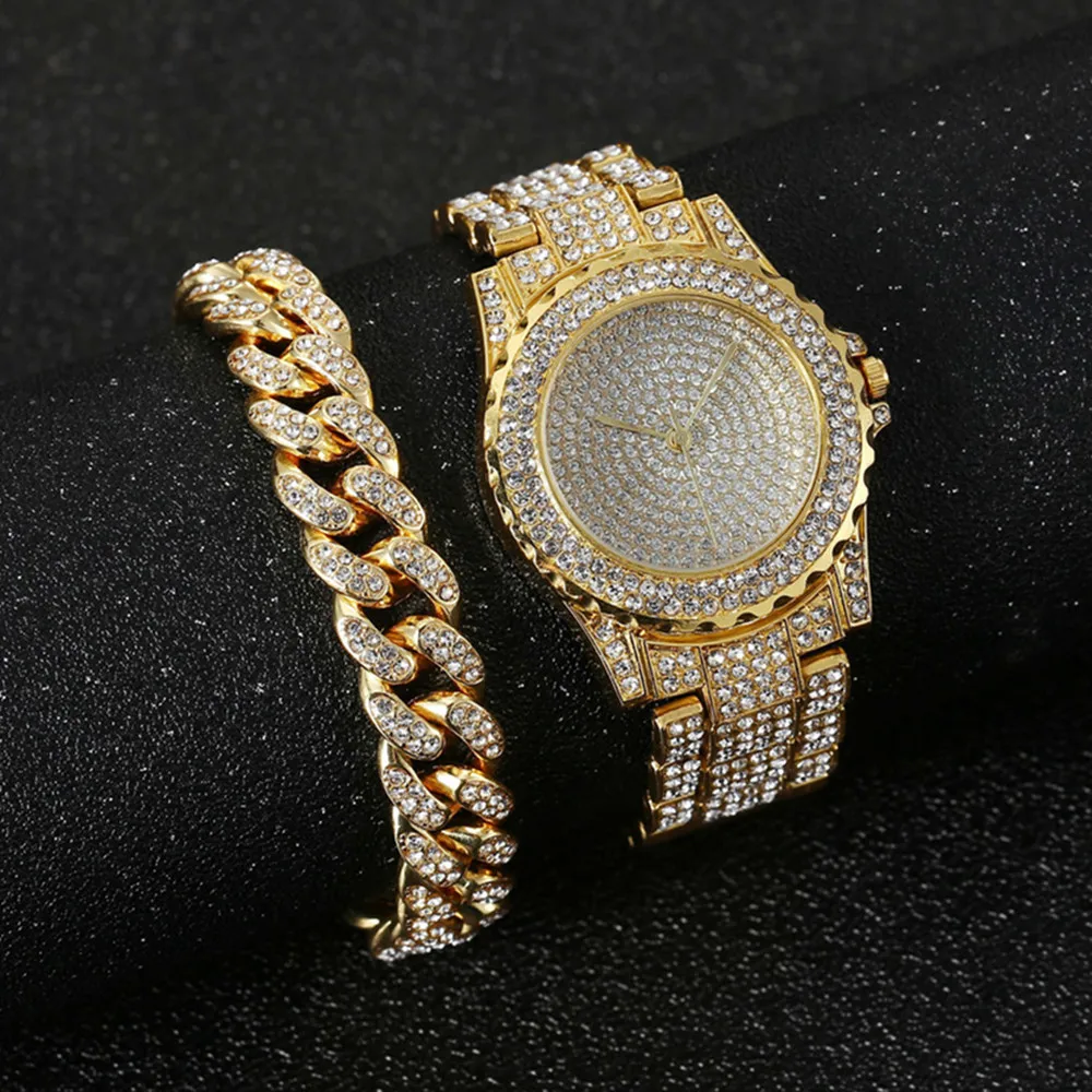 Watch with Bracelet for Women Cuban Chain Charm Bracelet Iced Out Watch for Women Simple Diamond Gold Watch Set Jewelry Set Gift
Watch with Bracelet for Women Cuban Chain Charm Bracelet Iced Out Watch for Women Simple Diamond Gold Watch Set Jewelry Set Gift