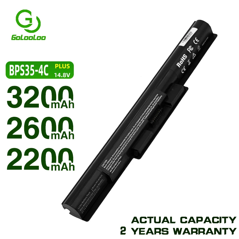 Golooloo 4 cells 3200mAh Battery BPS35A VGP-BPS35A SVF1521A2E SVF15216SC SVF15217SC for Sony VAIO Fit 14E 15E BPS35 Series
Golooloo 4 cells 3200mAh Battery BPS35A VGP-BPS35A SVF1521A2E SVF15216SC SVF15217SC for Sony VAIO Fit 14E 15E BPS35 Series