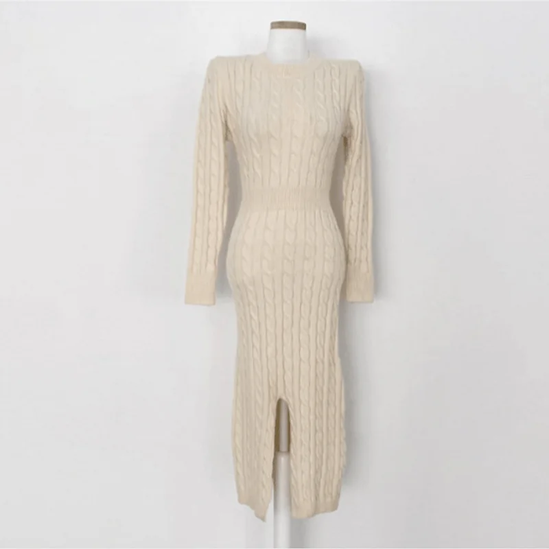Fall Winter Korean Casual Hemp Flower Twist Bodycon Sweater Knitted Dress Thick Warm Beautiful Split Women's Dress Vestido
Fall Winter Korean Casual Hemp Flower Twist Bodycon Sweater Knitted Dress Thick Warm Beautiful Split Women's Dress Vestido