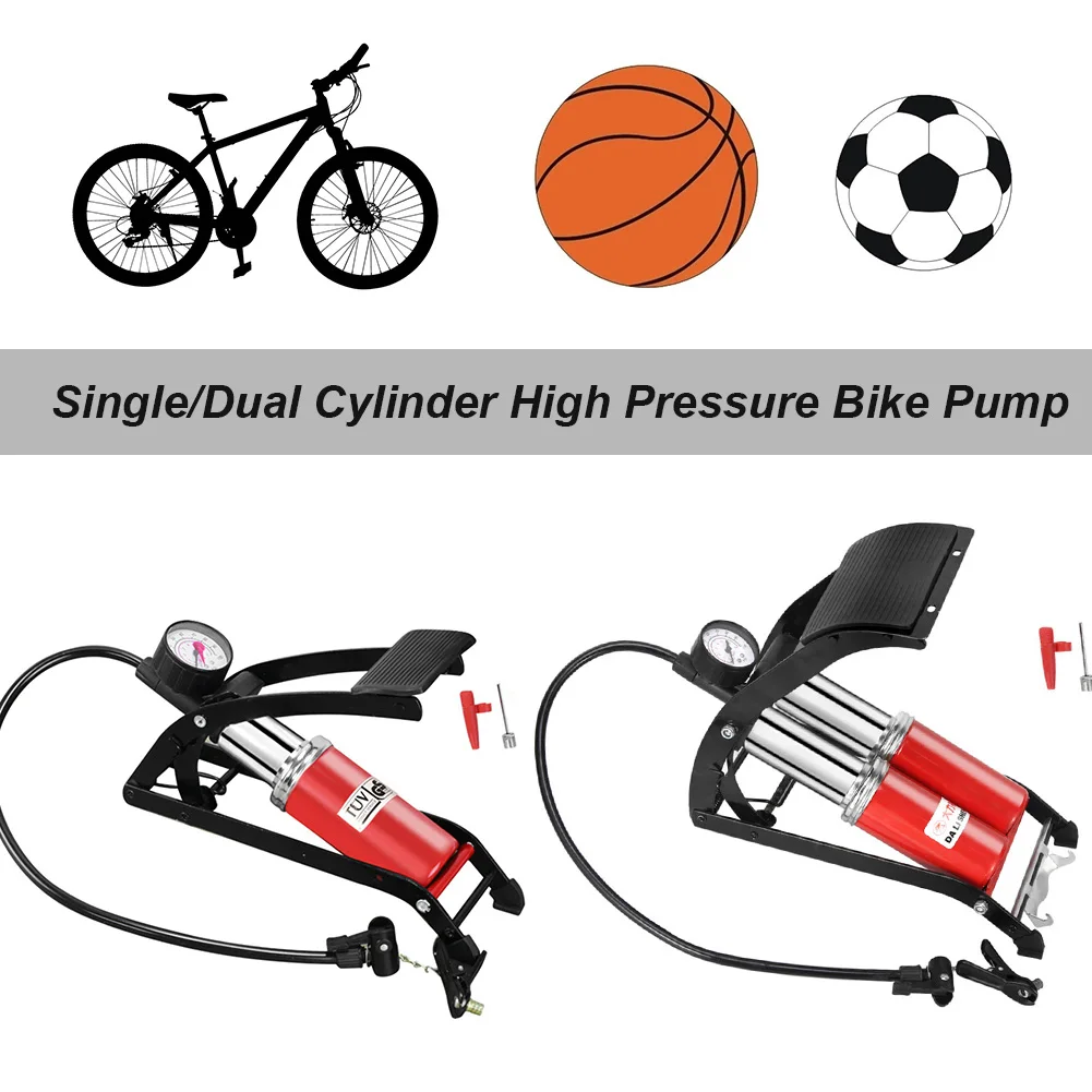 New Design Single/Double Cylinder Bike Foot Pump Foldable Bicycle Tire Pump with Foot Pedal, Accurate Pressure Gauge Ball Pump
New Design Single/Double Cylinder Bike Foot Pump Foldable Bicycle Tire Pump with Foot Pedal, Accurate Pressure Gauge Ball Pump