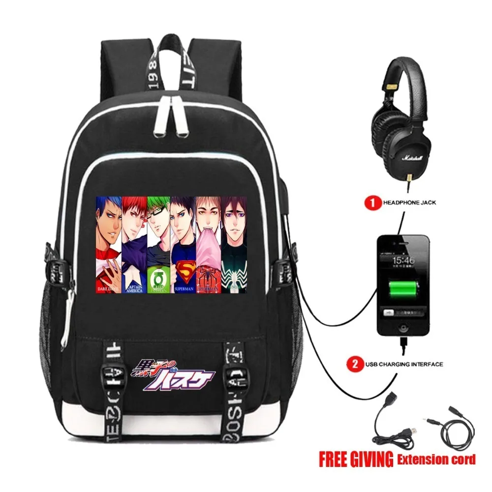 Чехол для наушников с USB-зарядкой домкрата Аниме Kuroko без корзины рюкзак мячиком