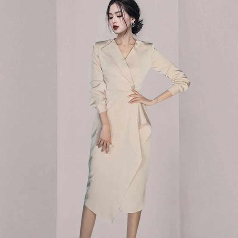 ZAWFL Lace-Up V-neck Ruffles Ruched Dress Women Dress Irregular Solid Color Dresses Female Elegant Party Dress
ZAWFL Lace-Up V-neck Ruffles Ruched Dress Women Dress Irregular Solid Color Dresses Female Elegant Party Dress