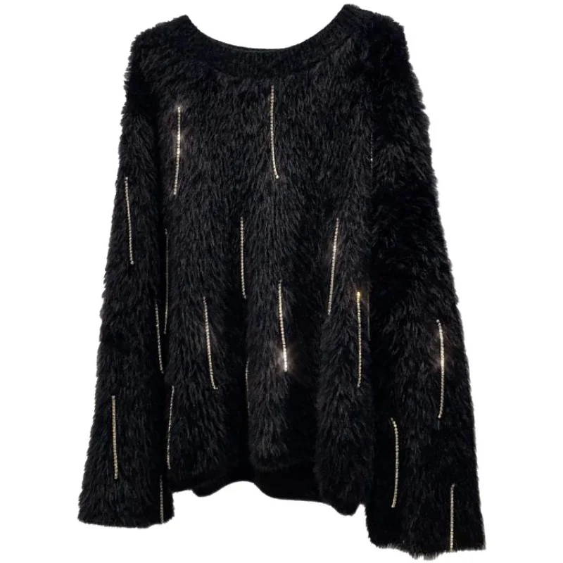 2021 Winter Sweater Coat Female New Diomand Tassel Shiny Round Neck Loose Solid Color Knitted Sweaters for Women Knit Pullover
2021 Winter Sweater Coat Female New Diomand Tassel Shiny Round Neck Loose Solid Color Knitted Sweaters for Women Knit Pullover