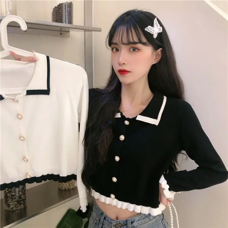Woman Sweaters Cardigan Ice Silk Knitted Cardigan Gentle Pearl Breasted Long Sleeve Short Col Claudine Top Sueters De Mujer
Woman Sweaters Cardigan Ice Silk Knitted Cardigan Gentle Pearl Breasted Long Sleeve Short Col Claudine Top Sueters De Mujer