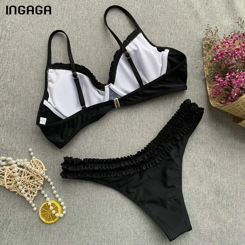 INGAGA Push Up Bikinis Ruffle Women's Swimsuits Black Swimwear Women High Cut Biquini Bathing Suits 2021 Thong Summer Beachwear
INGAGA Push Up Bikinis Ruffle Women's Swimsuits Black Swimwear Women High Cut Biquini Bathing Suits 2021 Thong Summer Beachwear