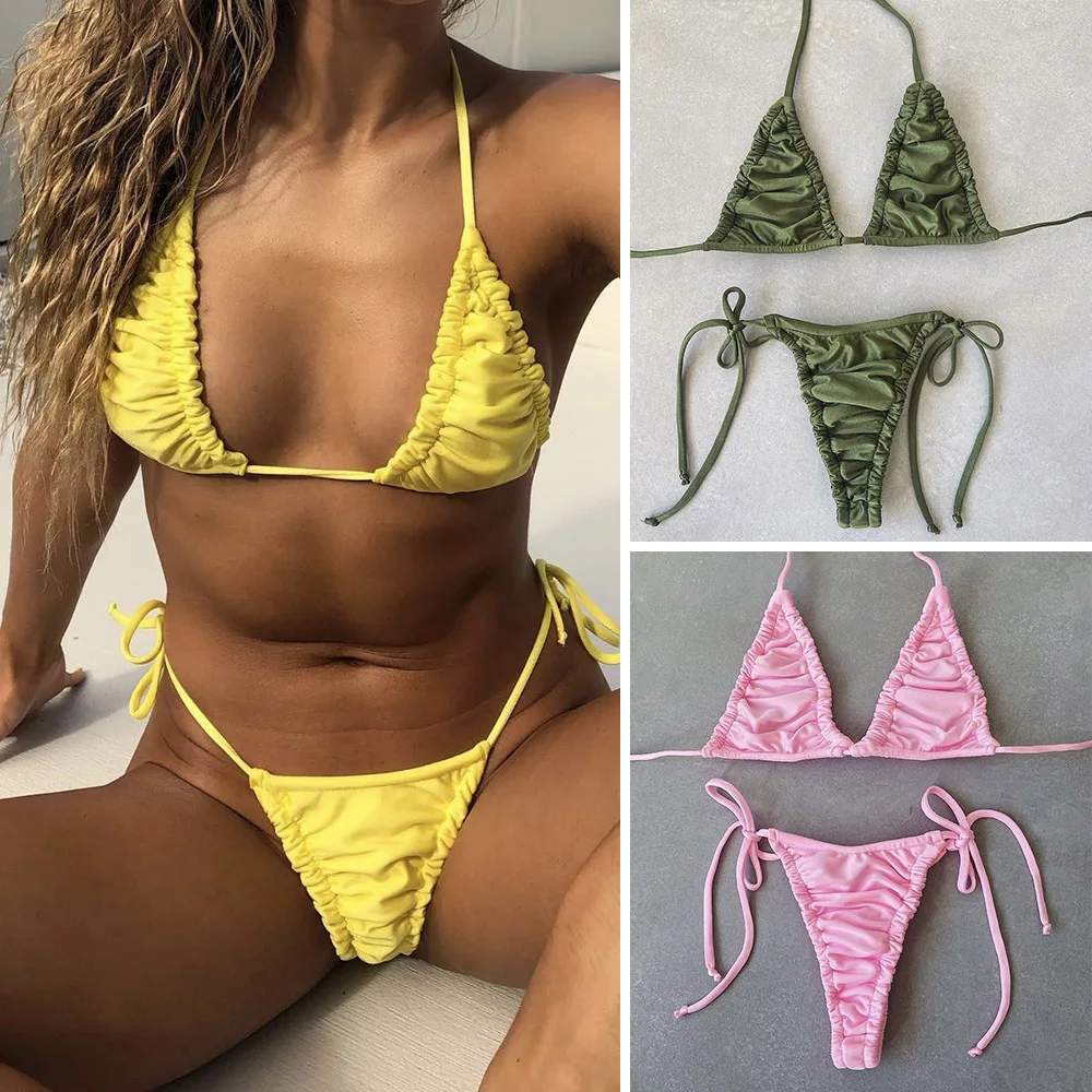 Sexy Bikini Set Bikinis Women Triangle Push Up Swimsuit Female Swimwear Ruched Thong Bather Micro Beach Wear Mini Bathing Suit
Sexy Bikini Set Bikinis Women Triangle Push Up Swimsuit Female Swimwear Ruched Thong Bather Micro Beach Wear Mini Bathing Suit