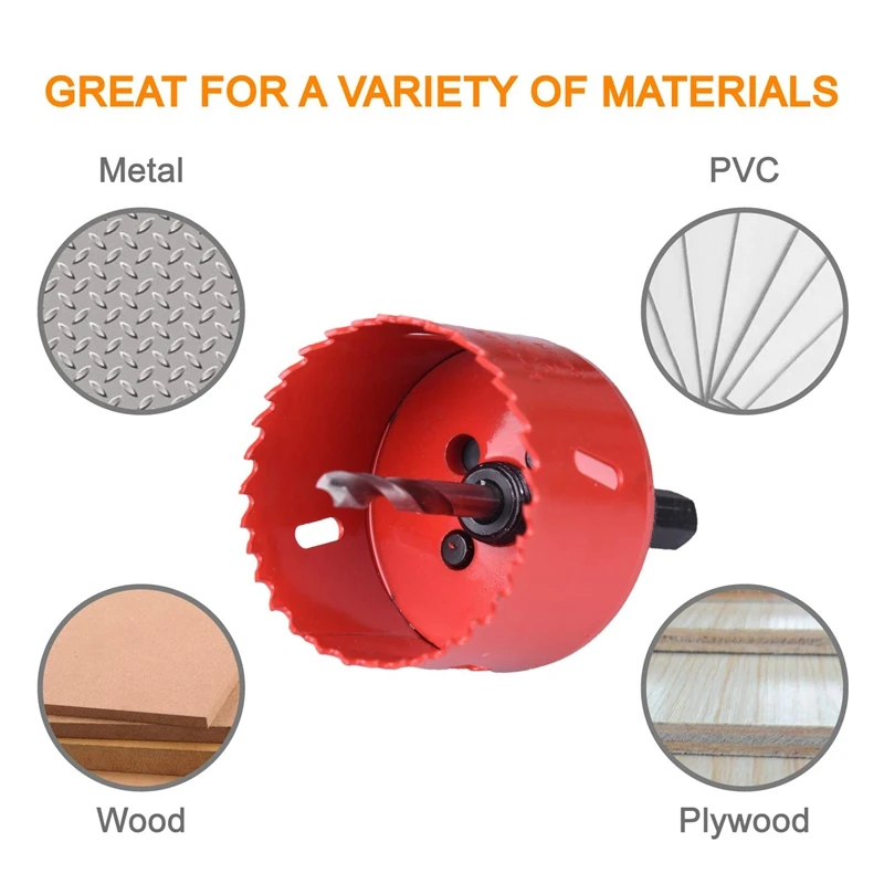 Bi-Metal Hole Saw Kit, 18-Piece General Purpose 3/4inch to 2-1/2inch Set with Case. Durable High Speed Steel (HSS)
Bi-Metal Hole Saw Kit, 18-Piece General Purpose 3/4inch to 2-1/2inch Set with Case. Durable High Speed Steel (HSS)