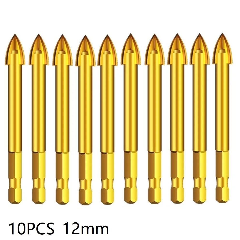 Hexagonal Shank Cross Drill 10X 8/10/12mmTitanium Ceramic Tile Marble Glass Drill Bits Spear Head Hex Shank Power Tool Drill
Hexagonal Shank Cross Drill 10X 8/10/12mmTitanium Ceramic Tile Marble Glass Drill Bits Spear Head Hex Shank Power Tool Drill