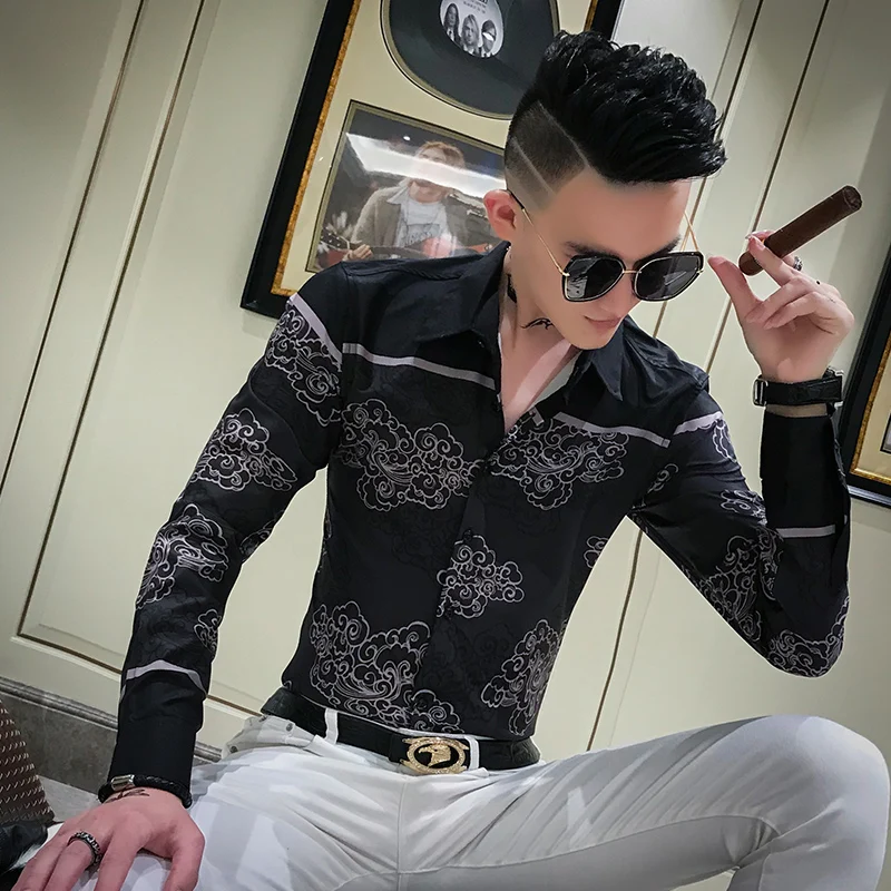 Summer Fashion Men's Long-sleeved Shirt White Black 2020 New Mens Casual Shirts Single-breasted Slim Fit Youth Printed Shirt Men
Summer Fashion Men's Long-sleeved Shirt White Black 2020 New Mens Casual Shirts Single-breasted Slim Fit Youth Printed Shirt Men